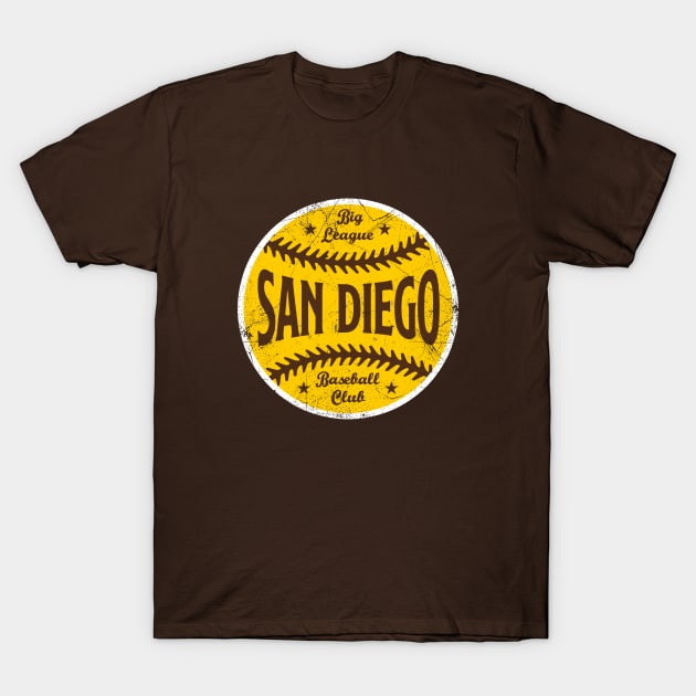 San Diego Retro Big League Baseball - Brown T-Shirt by KFig21